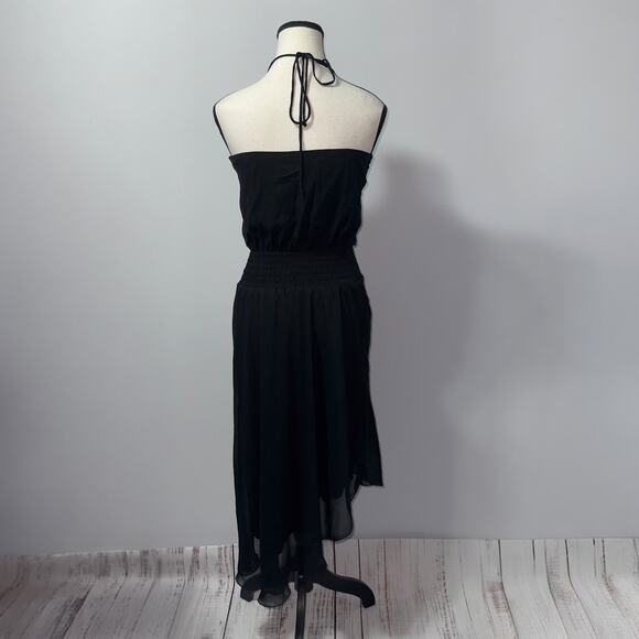 Bisou Bisou Michelle Bohbot Asymmetrical Black Halter Dress women’s Size 4 - Picture 2 of 4